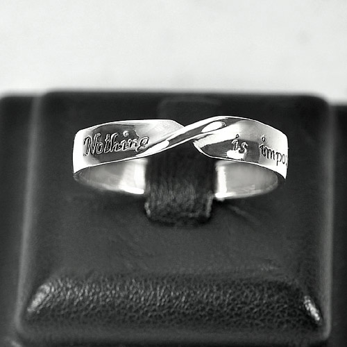 Good 2.60 G. Real 925 Sterling Silver Nothing is impossible Band Ring Size 9.5