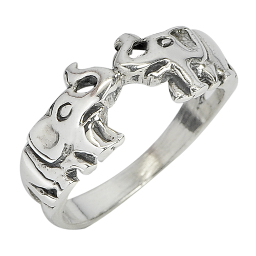 Lovely 2.54 G. Elephants Design Jewelry 925 Sterling Silver Ring Size 7