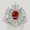925 Sterling Silver Jewelry Ring Size 6 Oval Shape Orange Red CZ 5.11 G.