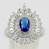 925 Sterling Silver Jewelry Ring Size 6 Oval Shape Blue CZ 5.11 G.