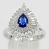 925 Sterling Silver Jewelry Ring Size 7.5 Pear Shape Blue CZ 4.54 G.