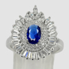 925 Sterling Silver Jewelry Ring Size 7 Oval Shape Blue CZ 5.20 G.