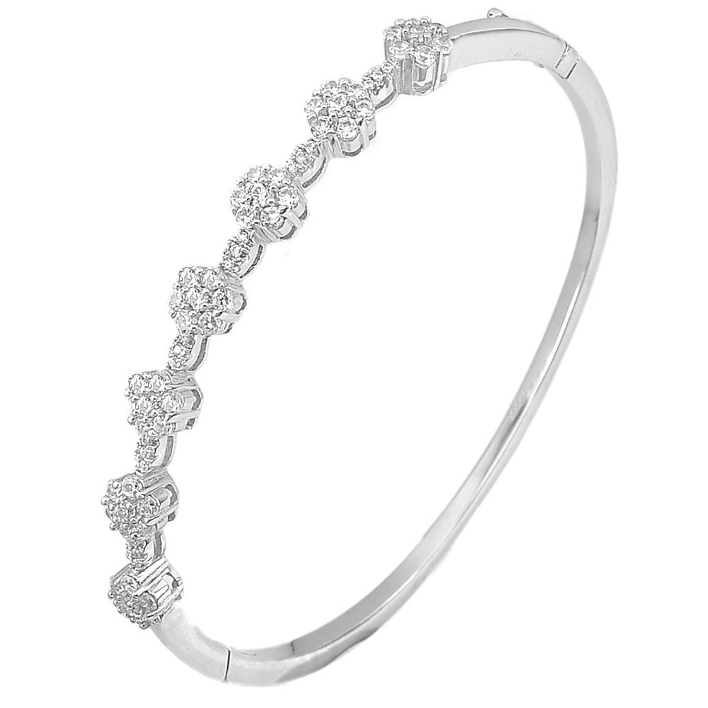 15.14 G. White CZ Real 925 Sterling Silver Jewelry Bangle Design Beautiful