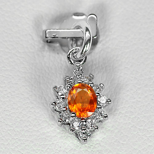 0.74 G. Natural Orange Songea Sapphire 925 Silver Jewelry Pendant