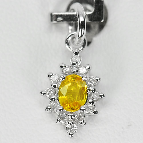 0.77 G. Natural Yellow Songea Sapphire 925 Sterling Silver Pendant