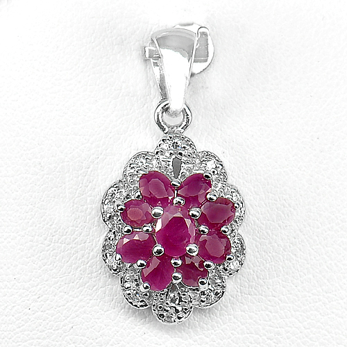 3.97 G. Oval Shape Natural Gemstone Pink Ruby Real 925 Sterling Silver Pendant