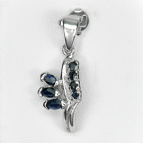 2.24 G. Natural Gemstones Blue Sapphire Real 925 Sterling Silver Jewelry Pendant