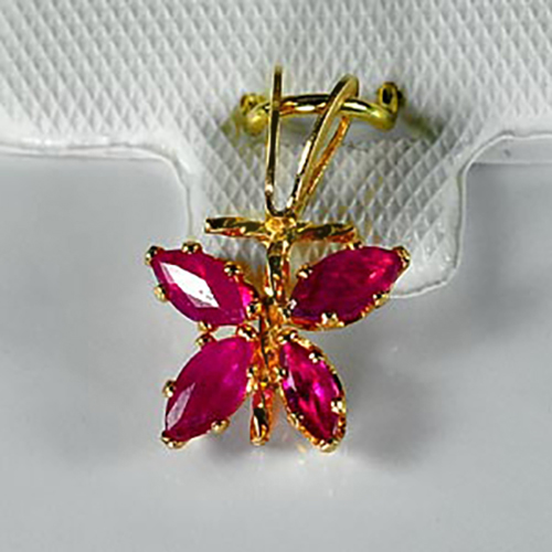 10K Solid Gold Pendant Jewelry with Natural Purplish Pink Ruby Gemstone