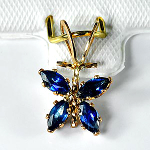 Christmas Gift 0.34 G.Sapphire 10K Gold Jewelry Pendant