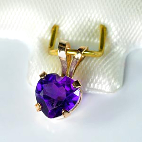 10K Solid Gold Pendant Jewelry with Heart Shape Natural Amethyst Gemstone