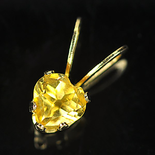 10k Solid Gold Pendant Jewelry with 0.30 Ct. Heart Shape Natural Citrine