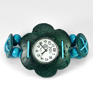 16.50 G. Fashion Wrist Watch Coconut Shell Stretch Bracelet