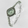 22.32 G. Charming Round Black Marcasite 925 Silver Jewelry Ladies Wristwatch