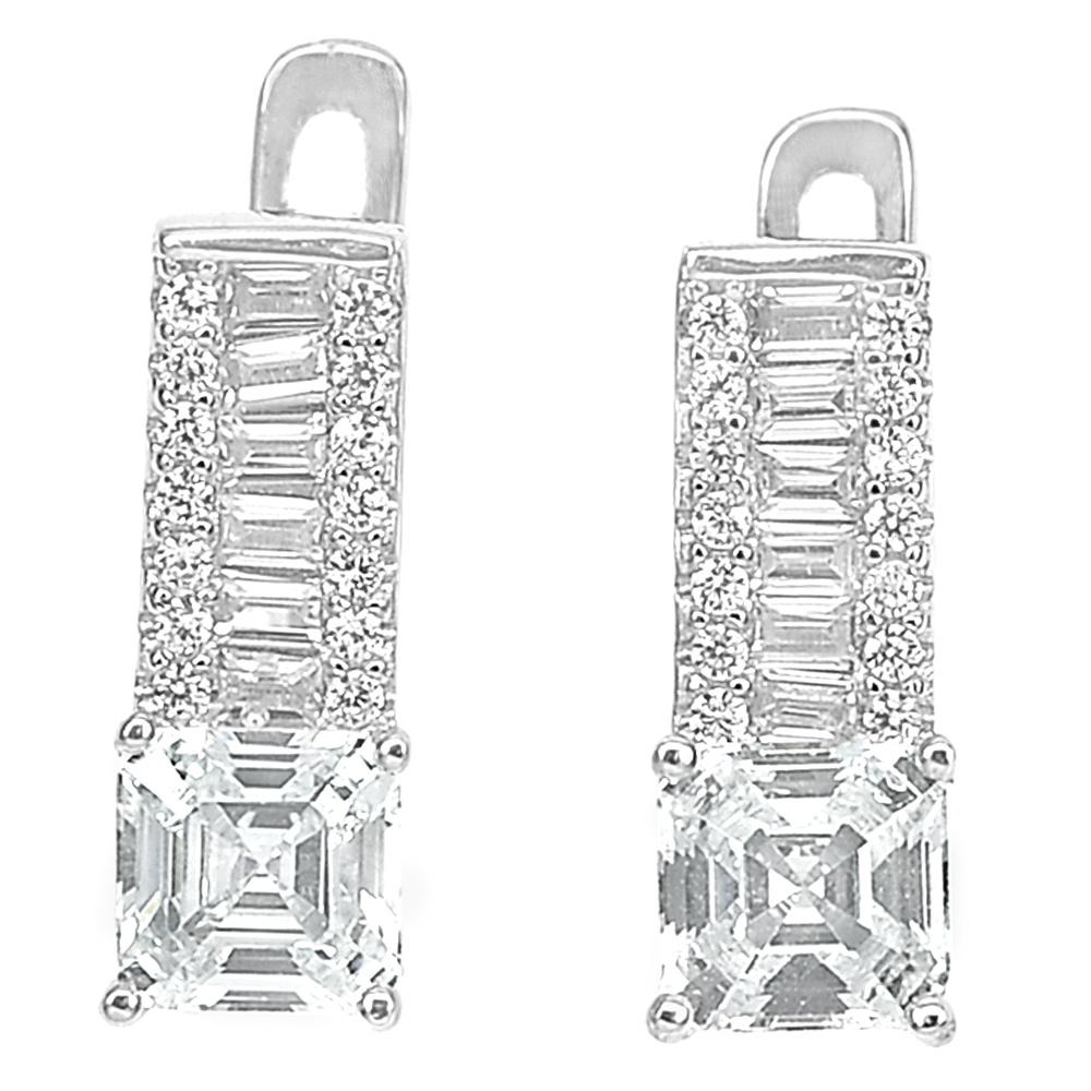 3.61 G. Lovely Square White CZ Real 925 Sterling Silver Fine Jewelry Earrings