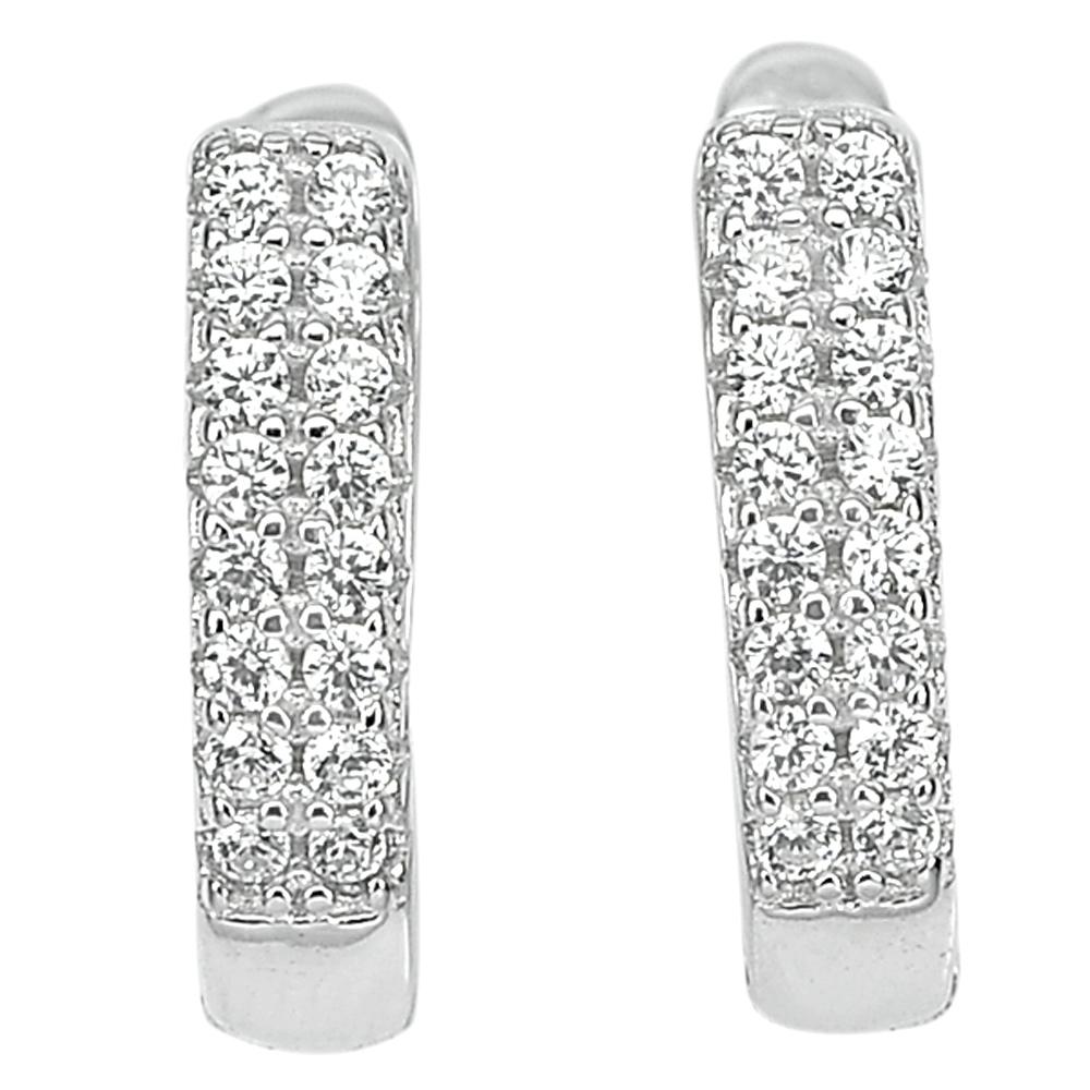 2.72 G. Real 925 Sterling Silver Earrings with White CZ Round Beautiful