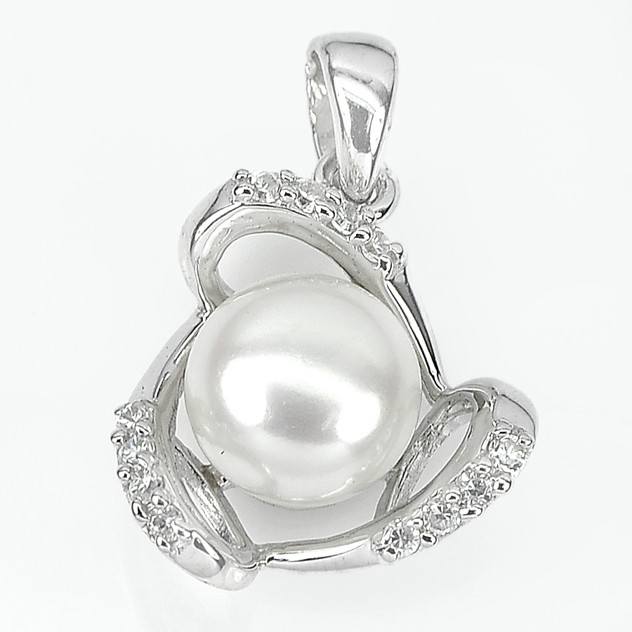 2.62 G. Seductive Natural White Pearl Jewelry Sterling Silver Pendent