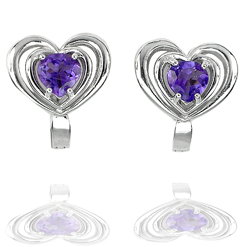 5.66 G. Natural Gemstone Purple Amethyst Real 925 Sterling Silver Earrings