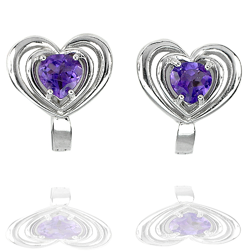 5.77 G. Natural Gems Purple Amethyst Real 925 Sterling Silver Earrings