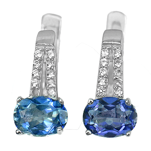 3.62 G. Charming  Natural Gems Mystic Topaz Real 925 Sterling Silver Earrings