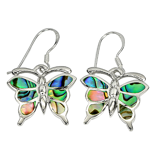 16.56 G. 3 Pcs. Lovely Butterfly Multi Color Opal 925 Sterling Silver Earrings