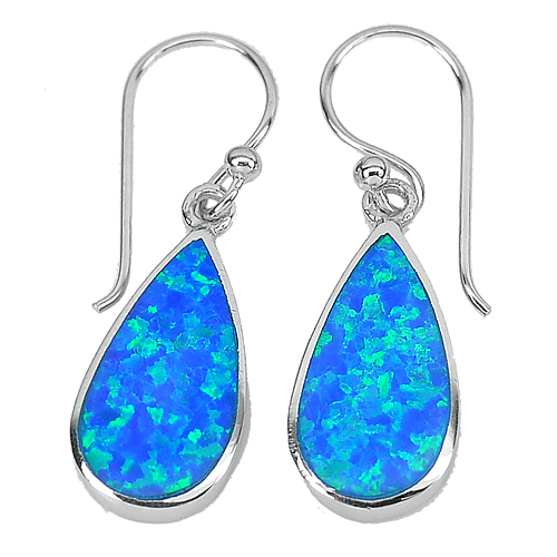 10.62 G. 3 Pcs. Pear Design Multi Color Blue Opal 925 Sterling Silver Earring