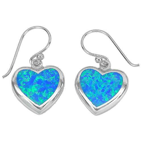 17.29 G. 3 Pcs. Heart Design Multi Color Blue Opal 925 Sterling Silver Earring