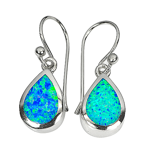 13.25 G. 3 Pcs. Pear Design Multi Color Blue Opal 925 Sterling Silver Earring