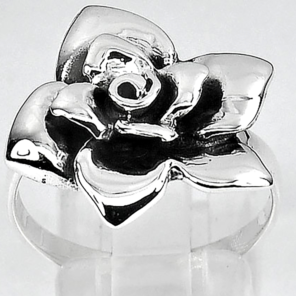 Real 925 Sterling Silver Ring Jewelry 5.45 G. Beautiful Flower Design Size 7