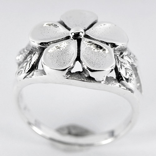 3.95 G. New Fashion Real 925 Sterling Silver Plumeria Flower Ring Size 7