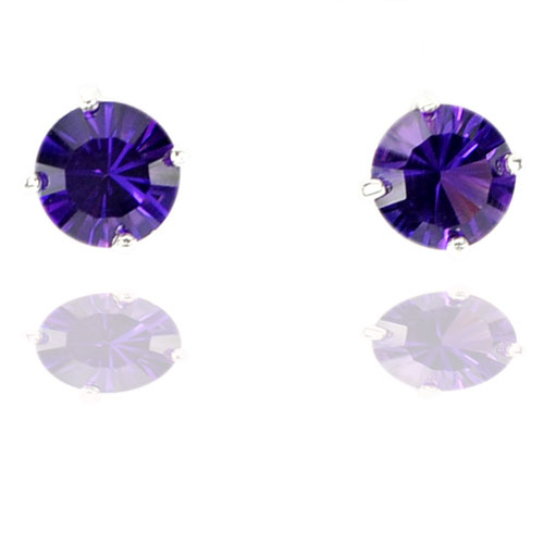 925 Sterling Silver Earrings Jewelry with Natural VS Purple Amethyst 1.50 G.