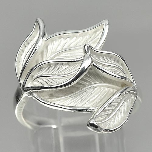 4.41 G. Good Looking Leaf Jewelry Real 925 Sterling Silver Ring Size 7