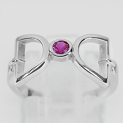 Real 925 Sterling Silver White Gold Plated Attractive Ring Size 7 with Pink Cz