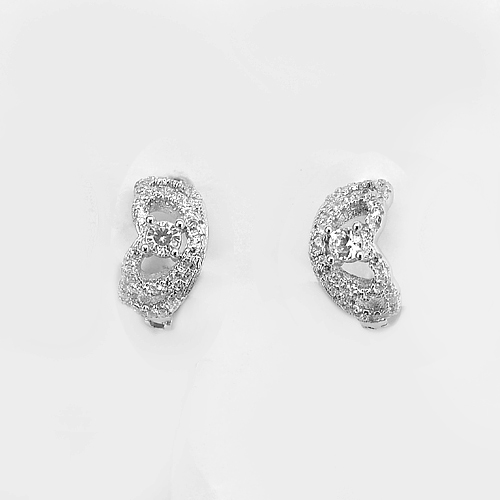 1 Pair Double Heart Design 925 Sterling Silver Jewelry Loop Earrings