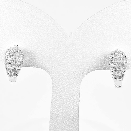 1 Pair Nice Design 925 Sterling Silver Jewelry Loop Earrings Size 15 x 6 Mm.