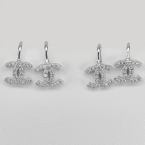 3.10 G. Fashion Design Round White CZ Real 925 Sterling Siver Earrings Jewelry