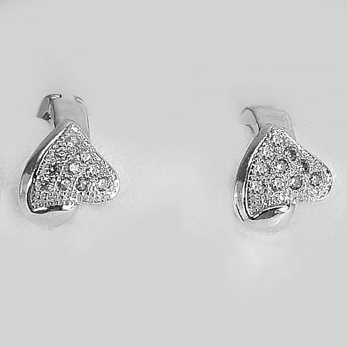 1.90 G. Round White CZ Jewelry Real 925 Sterling Silver Earrings Size 11.7x7.3Mm