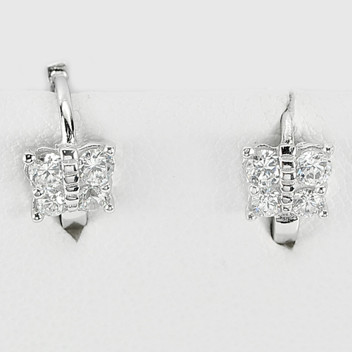 2.10 G. Round Shape White CZ Real 925 Sterling Silver Jewelry Earrings