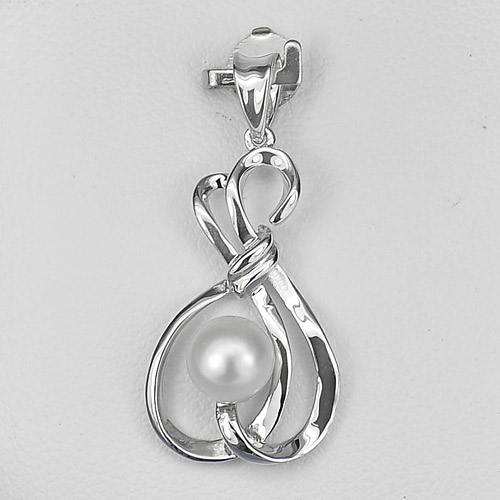 925 Sterling Silver Pendant Jewelry with White Pearl 1.79 G. Natural Unheated