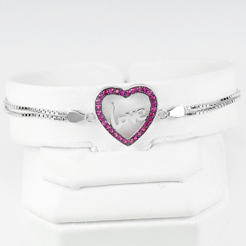 4.22 G. 925 Sterling Silver Initial Alphabet Love in Heart Bracelet 6.5 Inch.