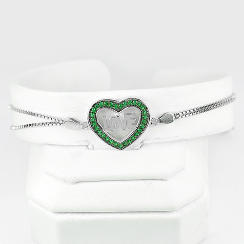 4.49 G. LOVE in Heart Design 925 Silver Sterling Adjustable Bracelet 6.5 Inch.
