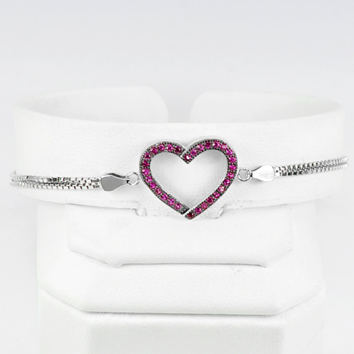 3.95 G. Heart Design Jewelry 925 Silver Sterling Adjustable Bracelet 6.5 Inch.