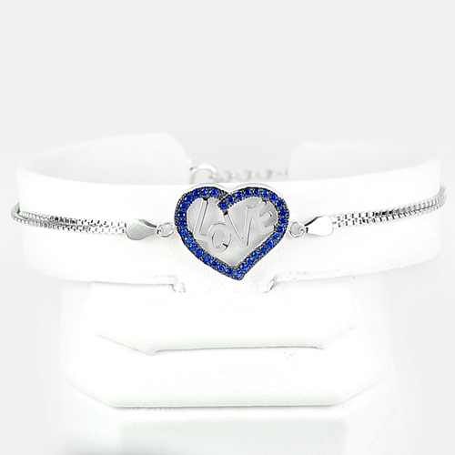 4.06 G. LOVE in Heart Design 925 Silver Sterling Adjustable Bracelet 7 Inch.