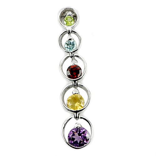 925 Sterling Silver Pendant Jewelry with Natural Gems Amethyst Citrine Garnet