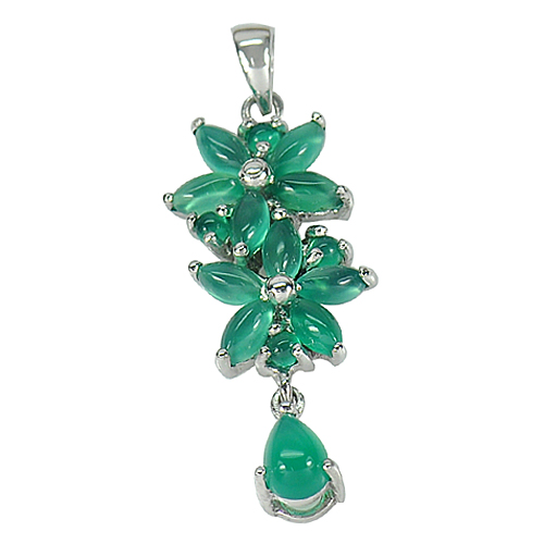4.36 G. Natural Green Aventurine Dyed Color Real 925 Sterling Silver Pendant