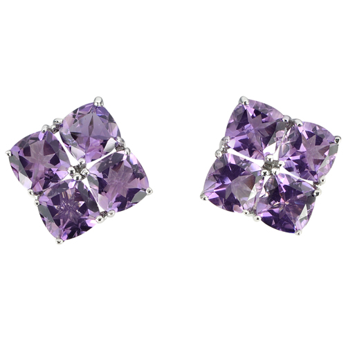 9.71 G. Natural Gemstone Purple Amethyst Real 925 Sterling Silver Fine Earrings