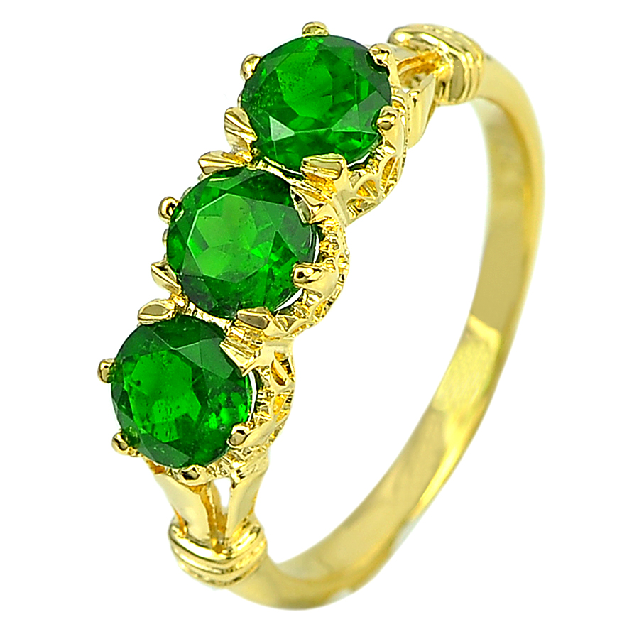 1.70 Ct. Natural Gemstone Green Chrome Diopside 18K Solid Gold Ring Size 6.5