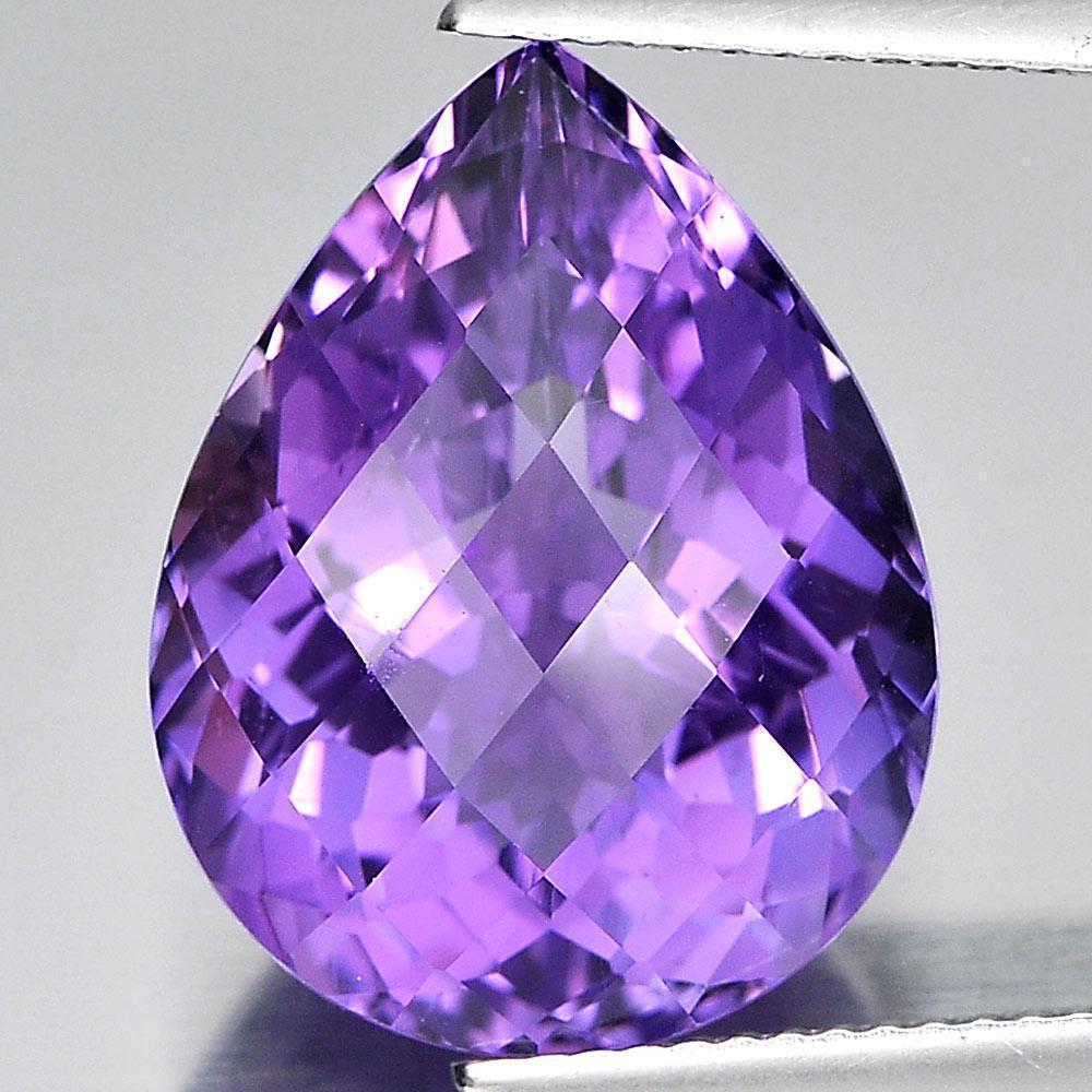 11.78 Ct. Pear Checkerboard Cut Natural Gemstone Purple Amethyst Unheated