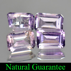 1.92 Ct. 4 Pcs. Octagon Shape Natural Purple Amethyst Gemstone Unheated
