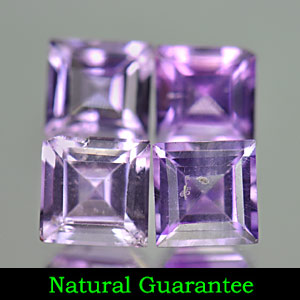 Unheated 2.29 Ct. 4 Pcs. Square Cut Natural Gems Purple Amethyst