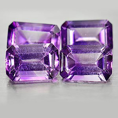 1.95 Ct. 4 Pcs. Octagon Shape Natural Purple Amethyst